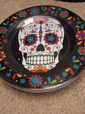 Sugar Skull Decorative 5 Plate - Colorful Floral Day of the Dead Design
